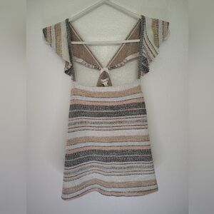 Madewell Women's Textured Knit Top in Neutral Stripes Sz Small